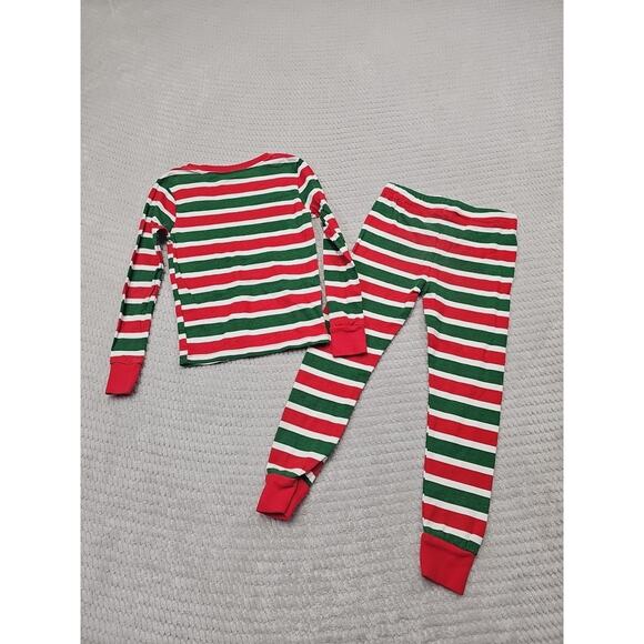 Holiday Time Christmas Pajama Set Kids Size 5 Green White Red Stripes - Picture 7 of 8